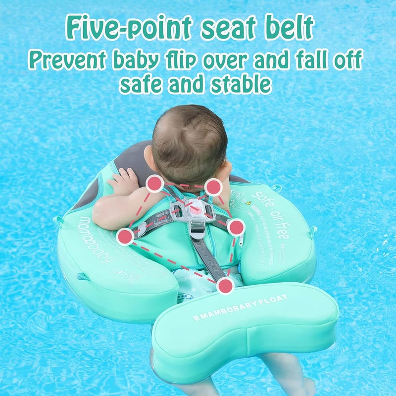 AnjeeIOT Mambobaby Float Baby Float with Canopy Non Inflatable Baby Pool Float Upgraded Tail Infant Swim Trainer Water Float for Toddler Infant 3-24 Months No Flip Over, Green - Image 4